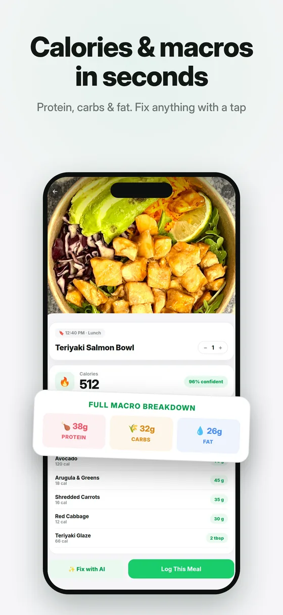 Calories and macros result in seconds